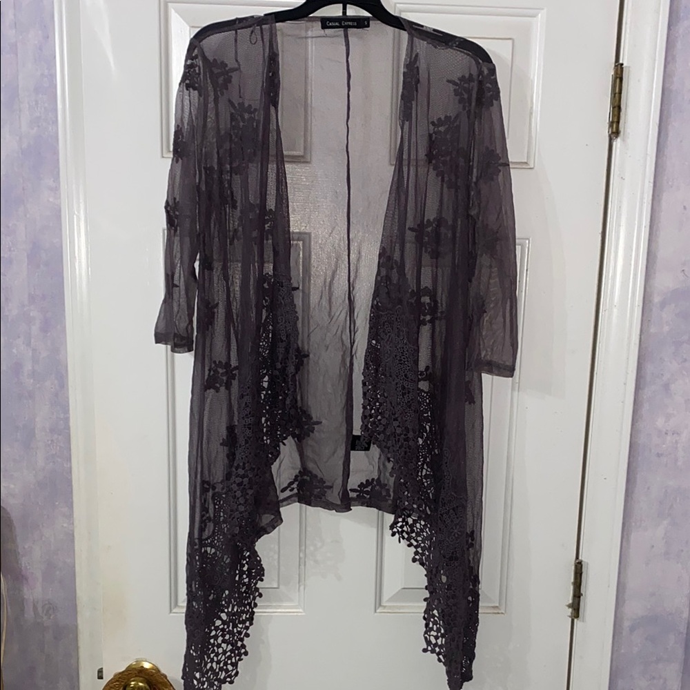 Sheer Lace Cardigan in Lace Lavender